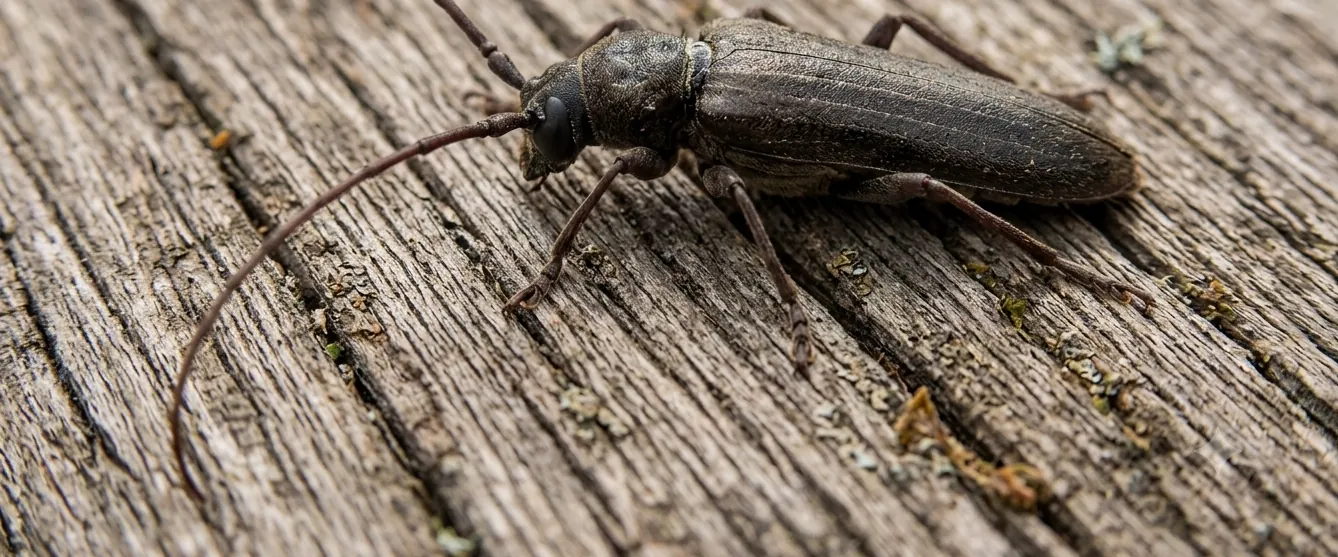 Burnt pine longhorn beetle on timber — pine beetle control in Motueka and Tasman